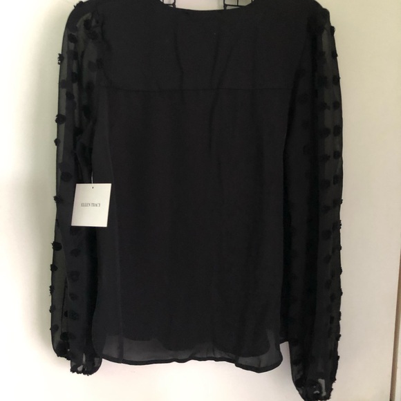 ELLEN TRACY OVERSIZED NWT SEXY BLACK TOP WITH SEE THROUGH LONG SLEEVES - Picture 7 of 7